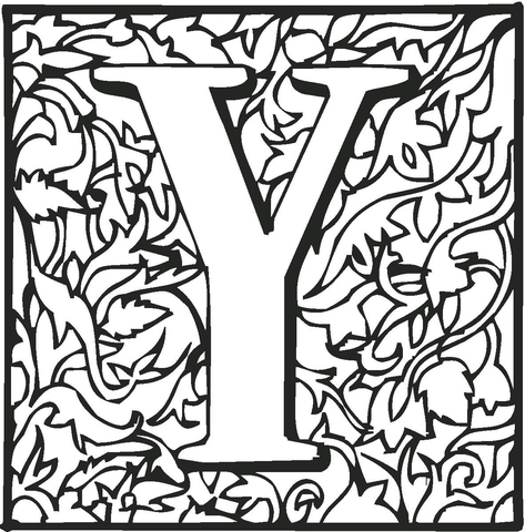 Letter Y With Ornament Coloring Page